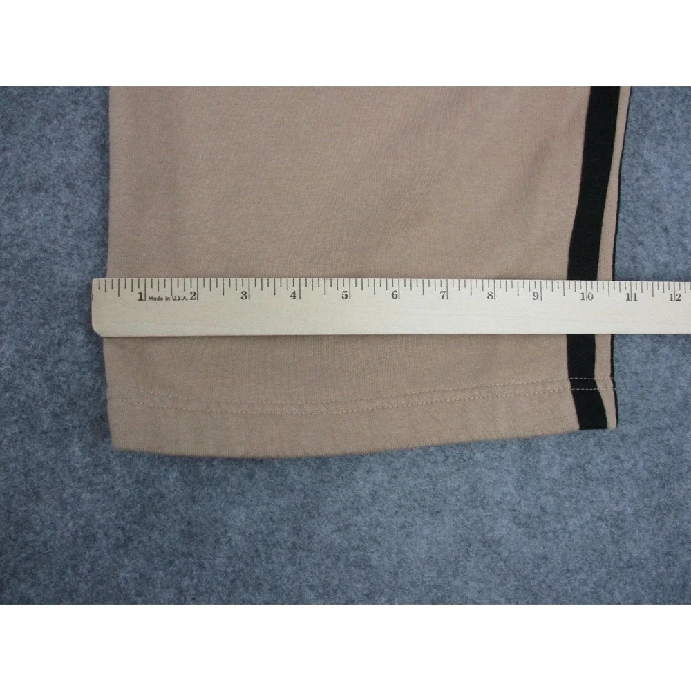 Adidas Pants Men 2XL XXL Beige Wide Leg Fleece Sweatpants Side Stripe Drawstring